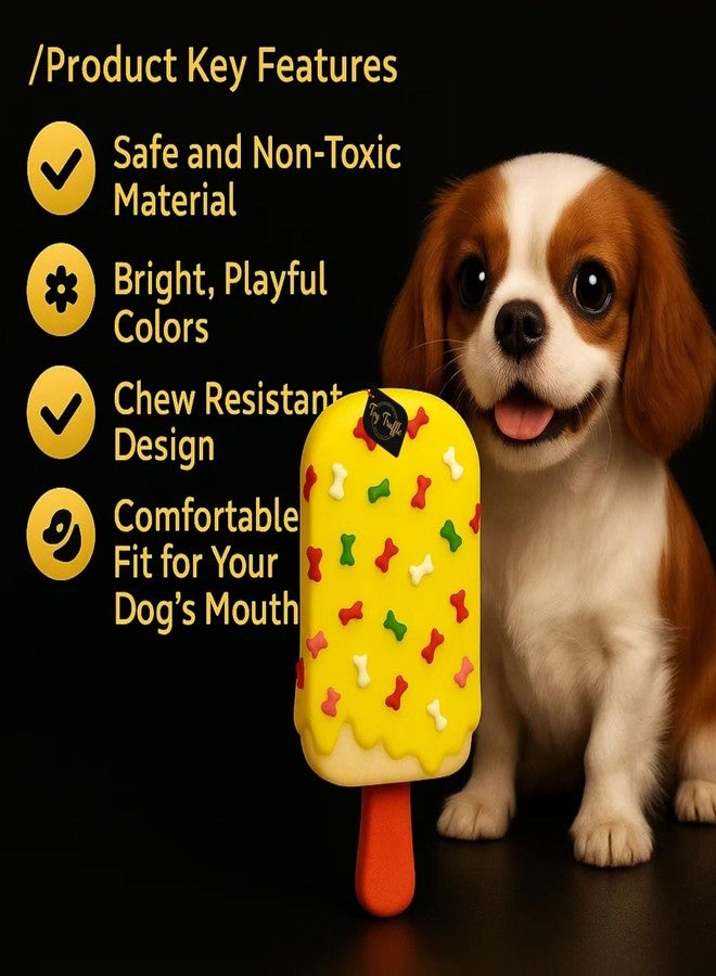 Toy Truffle لعبة عظمة آيس كريم الكمأة تصدر صوتاً عند الضغط عليها | شكل مرح مع رشات ملونة على شكل عظمة | لعبة مضغ للجراء والكلاب | صفارة مدمجة للعب التفاعلي، وجلب الأشياء، والتدريب | تسلية الحيوانات الأليفة، والمضغ - Image 4